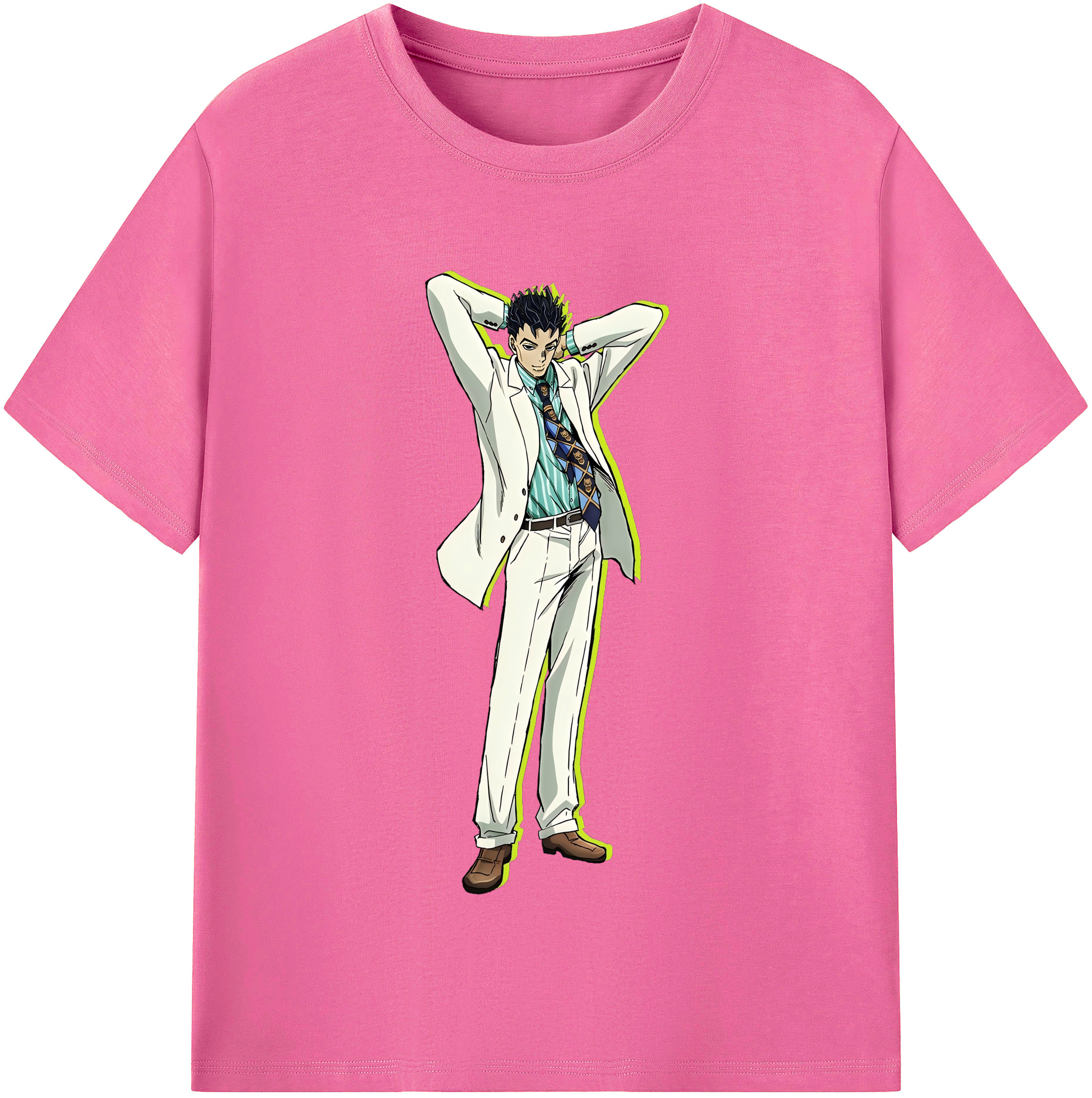 （画像用） ジョジョの奇妙な冒険 きら よしかげ JoJo's Bizarre Adventure Kira Yoshikage レディースカジュアルプリントTシャツ（綿100％）